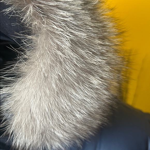 Andrew Marc Fox Fur
Trim Hood Belted Puffer Navy Jacket - Picture 3 of 14